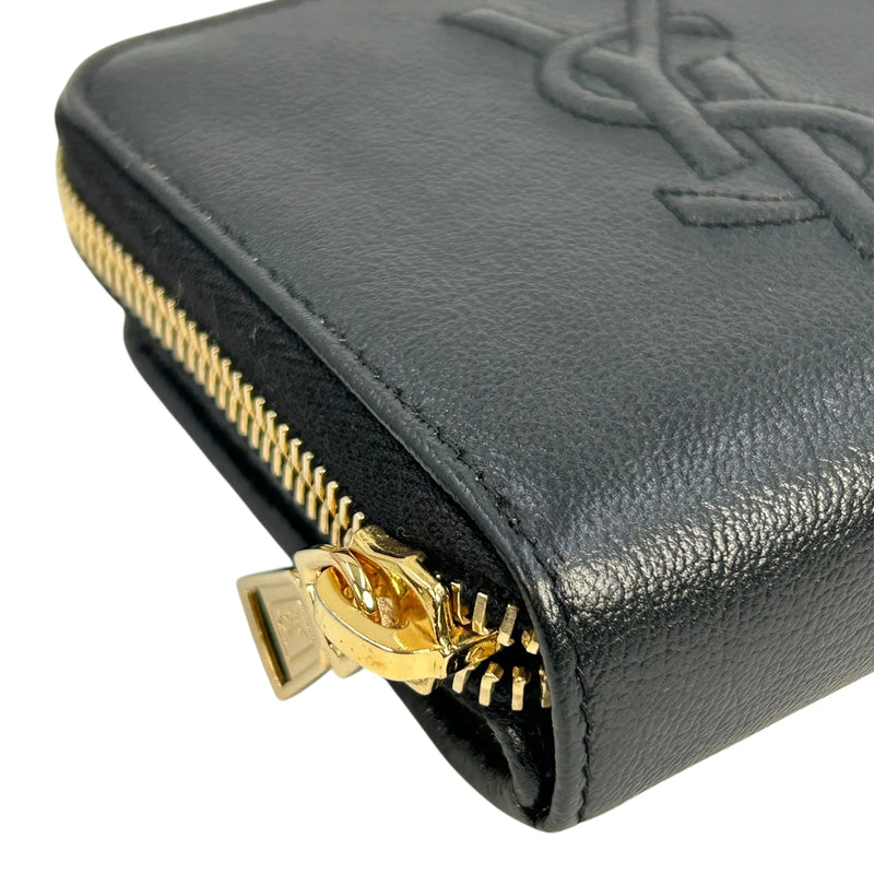 SAINT LAURENT カサンドラ ラウンドジップ レザー コンパクトウォレット - ブラック