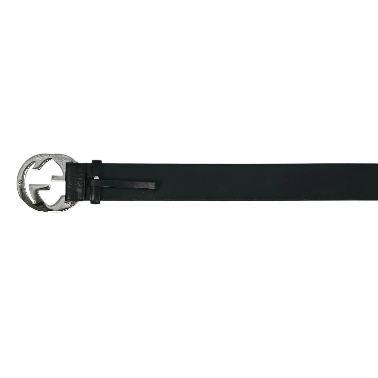GUCCI Guccissima GG Logo Leather Belt - Black 