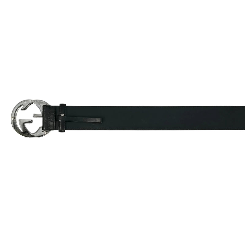 GUCCI Guccissima GG Logo Leather Belt - Black 