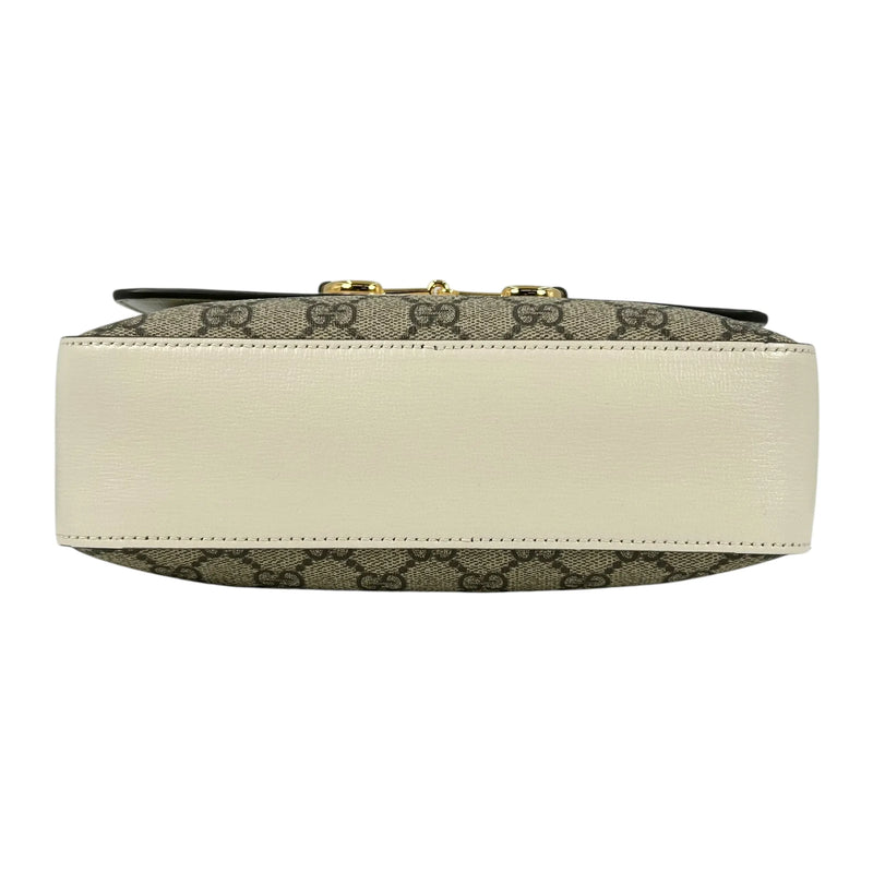 GUCCI ホースビット GGスプリーム キャンバス ショルダーバッグ - ブラウン × ホワイト