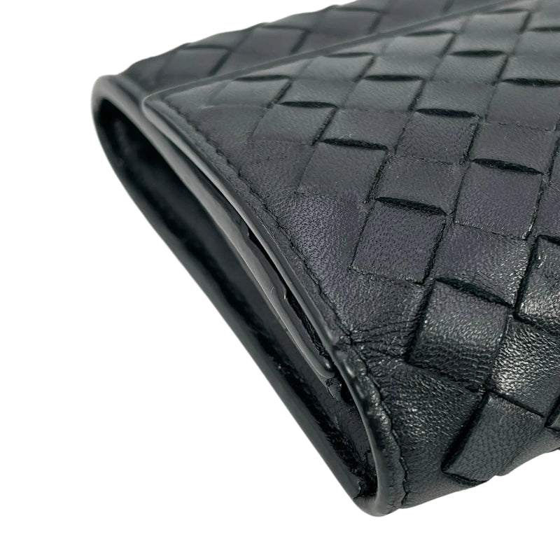BOTTEGA VENETA Intrecciato Leather Long Wallet - Black 