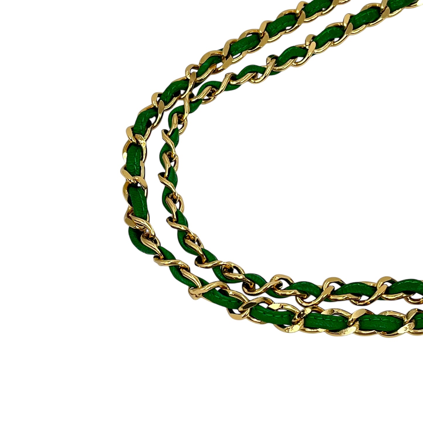 CHANEL Fringed Charm Chain Shoulder Green