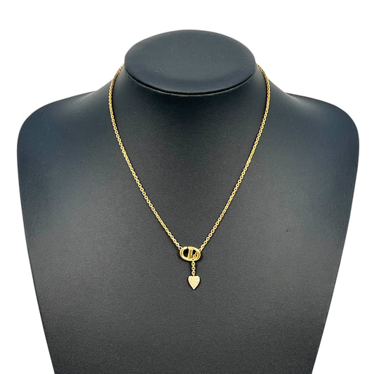 Dior CD Necklace Crystal Heart Charm