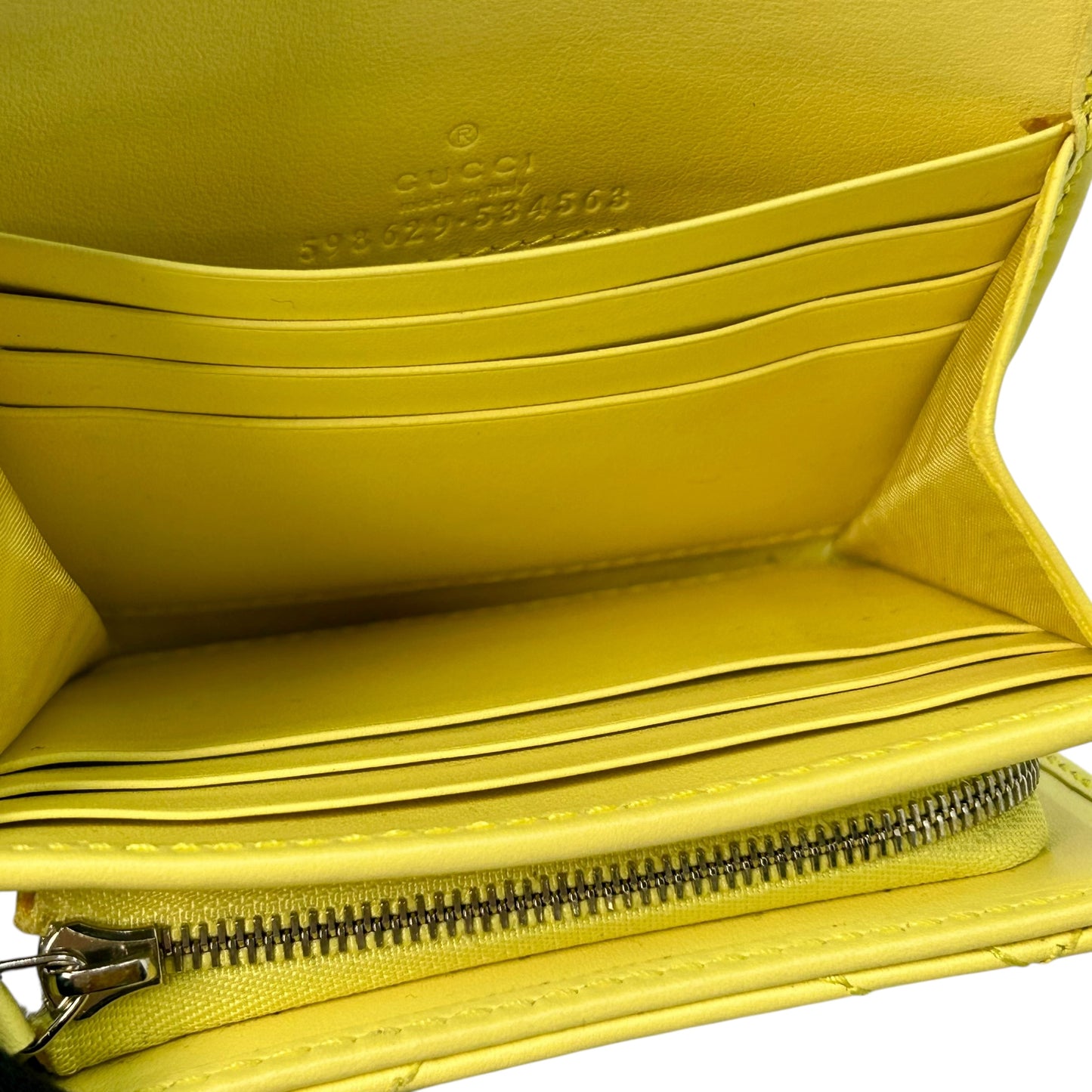 GUCCI GG Marmont Leather Compact Wallet - Yellow