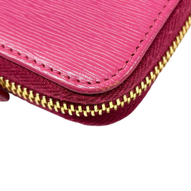 PRADA Round Zip Compact Wallet Coin Purse - Pink