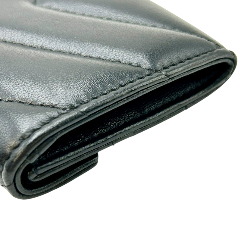 CHANEL V-Stich Lambskin Card Case Compact Wallet - Black