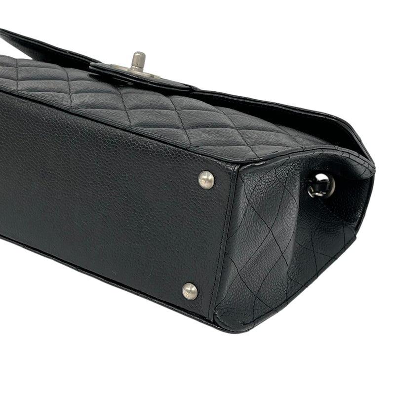 CHANEL Caviar Skin Matelasse Chain Shoulder Bag - Black