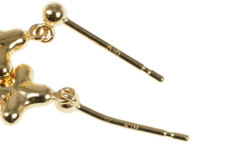 K18 Yellowgold Triple Cross Earring