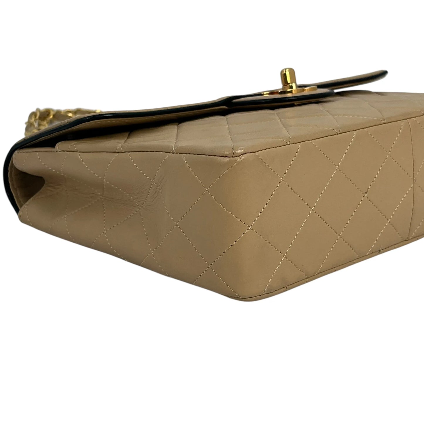 CHANEL 2.55 East West Matelasse Chain Shoulder Bag - Beige