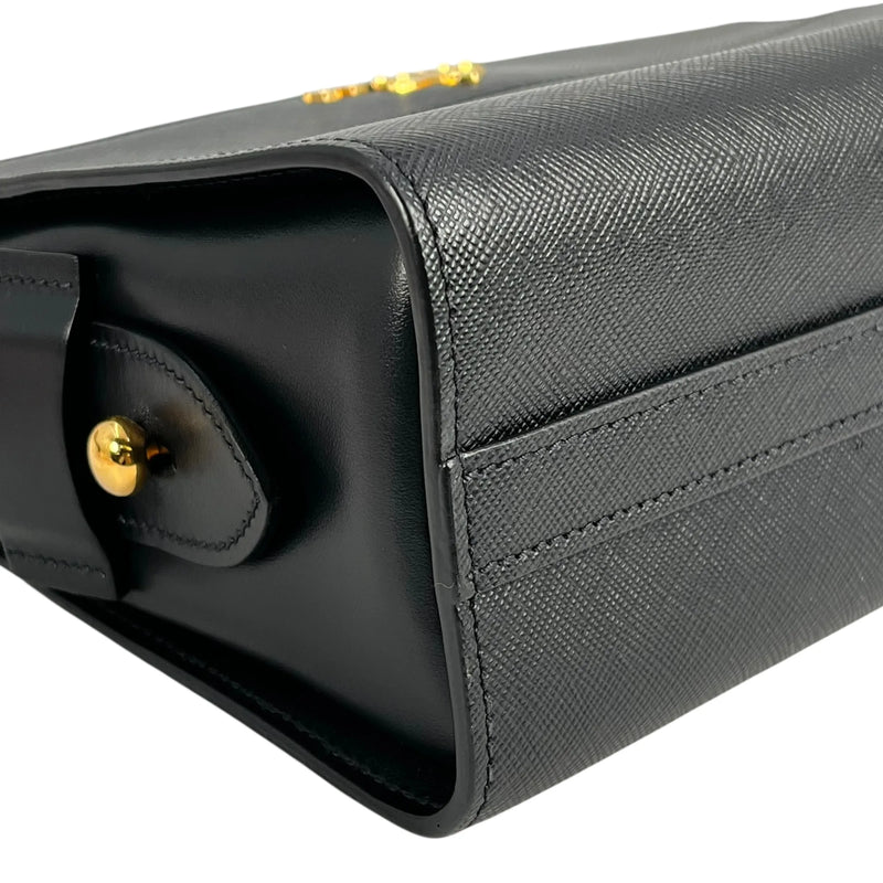 PRADA Esplanade Saffiano Leather Shoulder Bag - Black