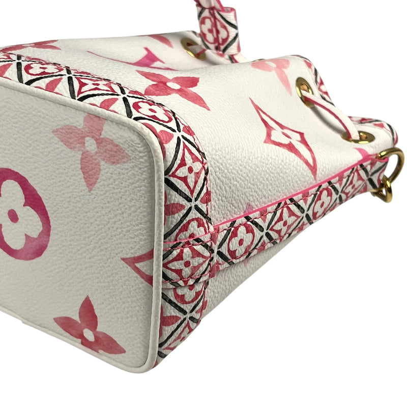 Louis Vuitton Monogram Nano Noe By The Pool Bucket Bag - Pink×White