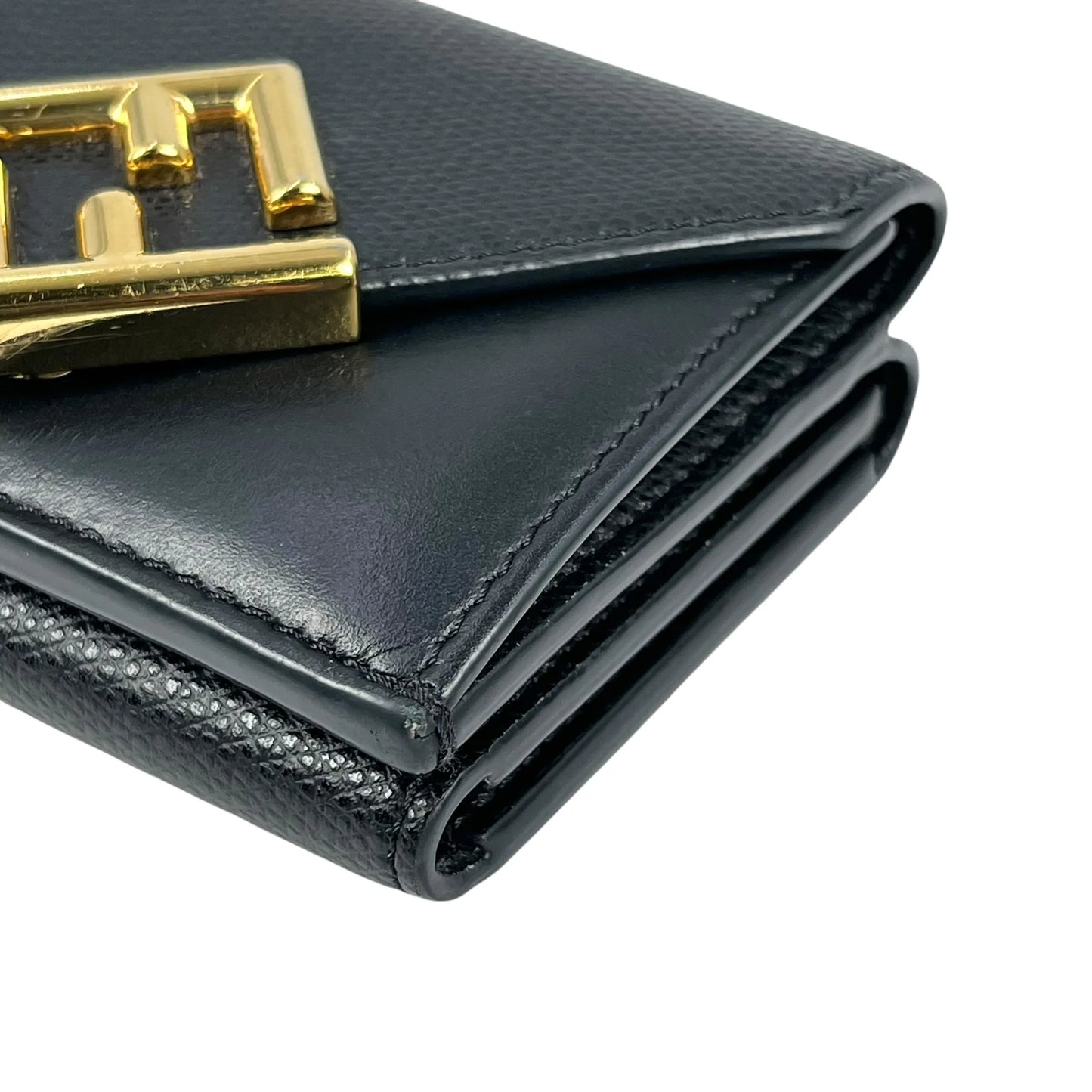 FENDI FF Diamond Tri-fold Compact Wallet - Black