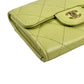 CHANEL Materasse Lambskin Card Case - Lime Yellow