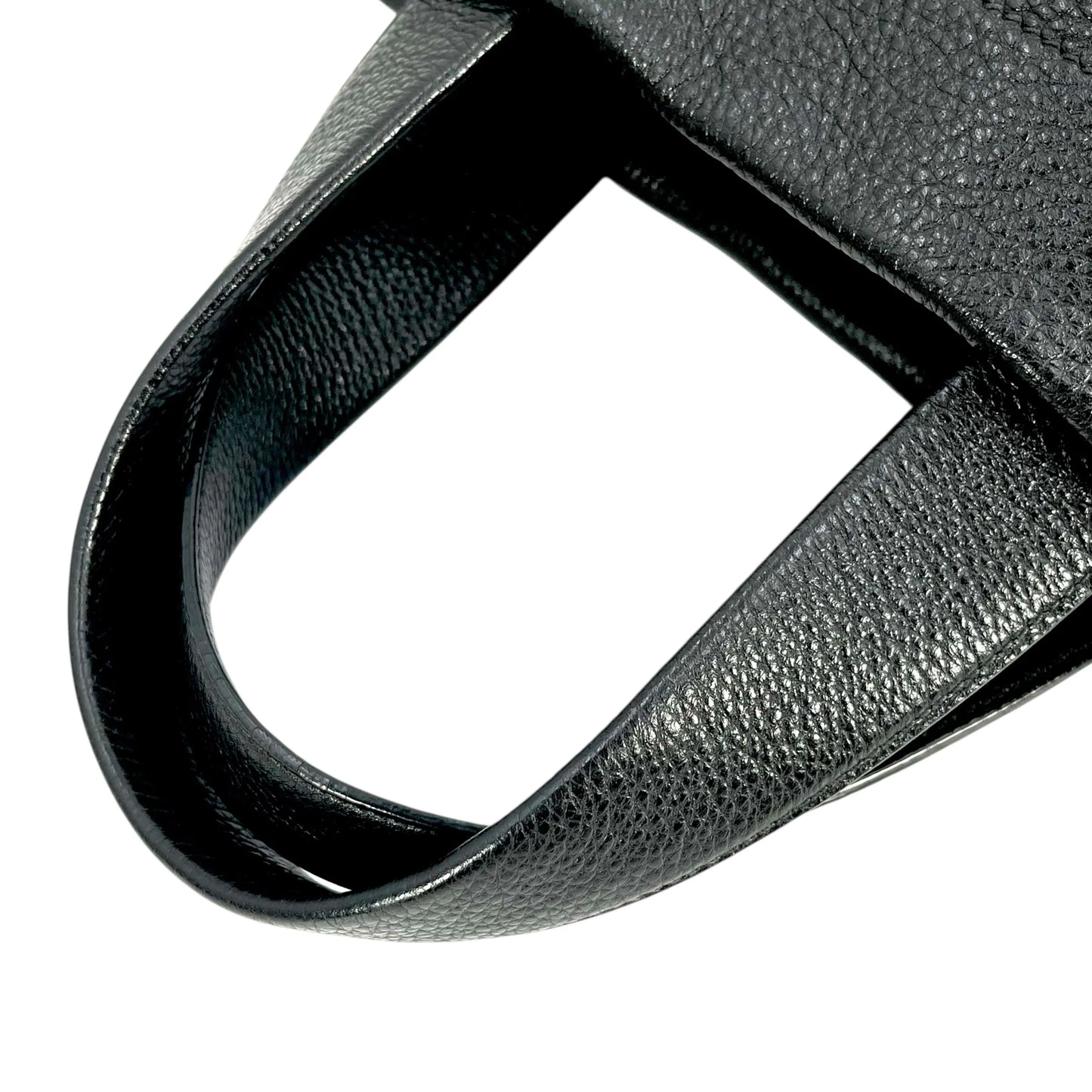 PRADA Punching Logo Hand Bag Leather - Black
