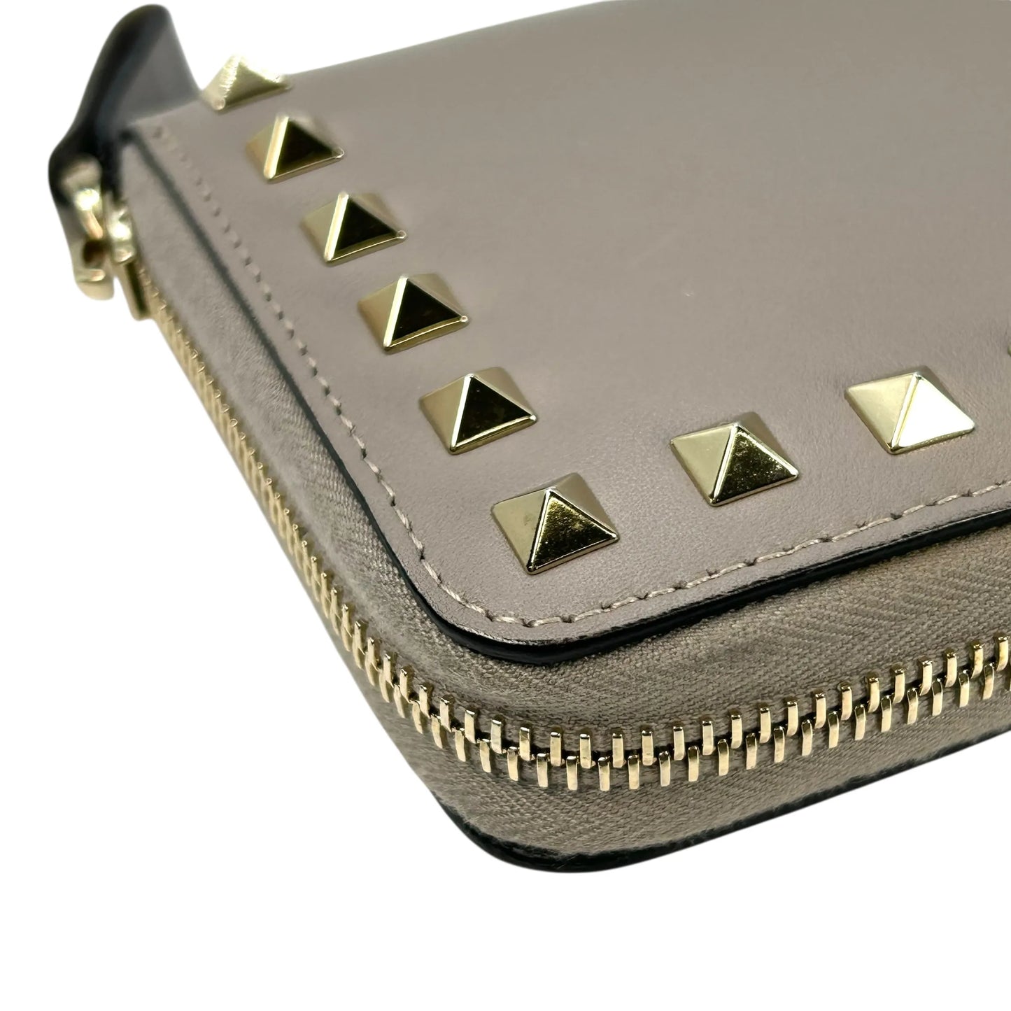 Valentino Rockstud Round Fastener Long Wallet - Gray