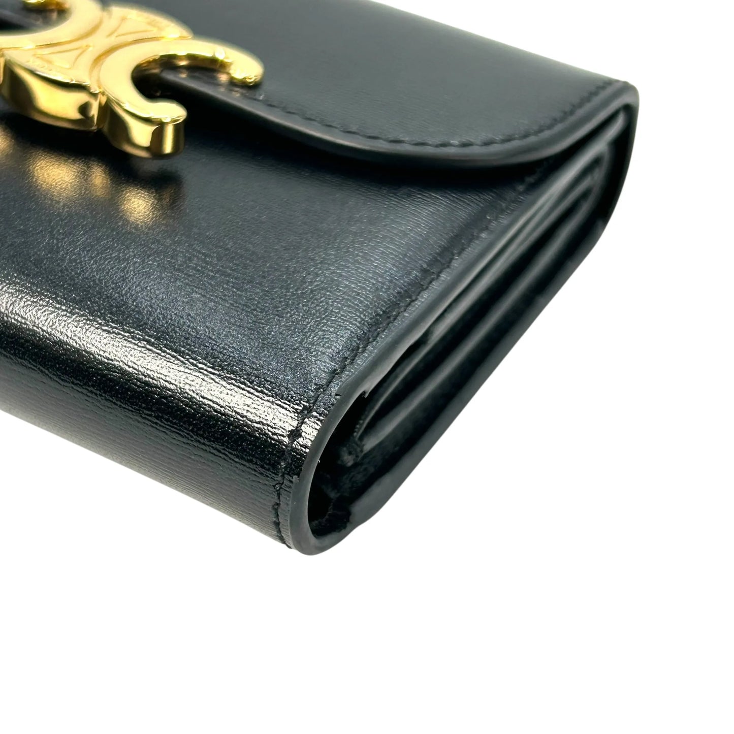 CELINE Triomphe Compact Wallet - Black