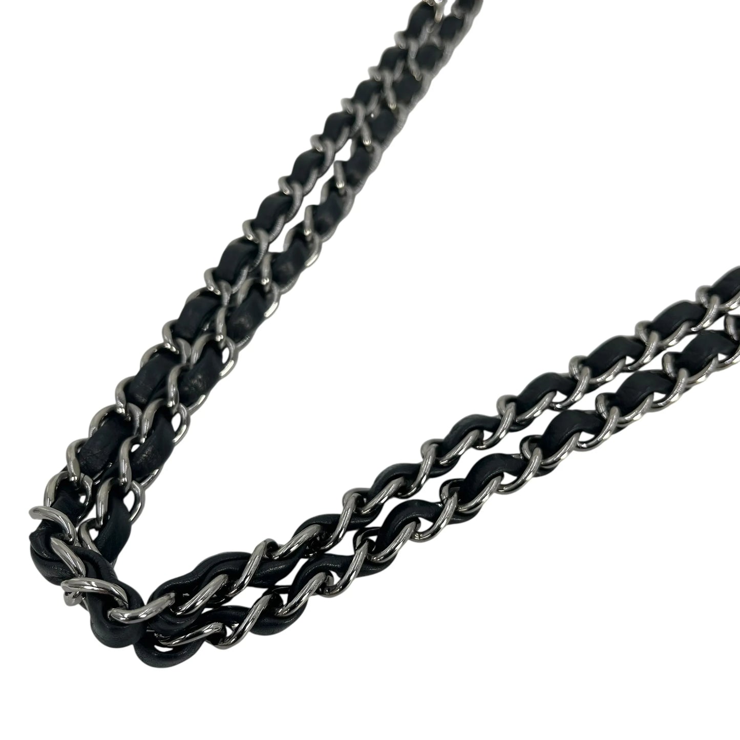 CHANEL Double Flap Bag Calf Chain Shoulder Bag - Black / White