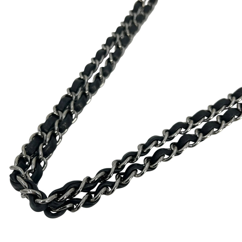CHANEL Double Flap Bag Calf Chain Shoulder Bag - Black / White