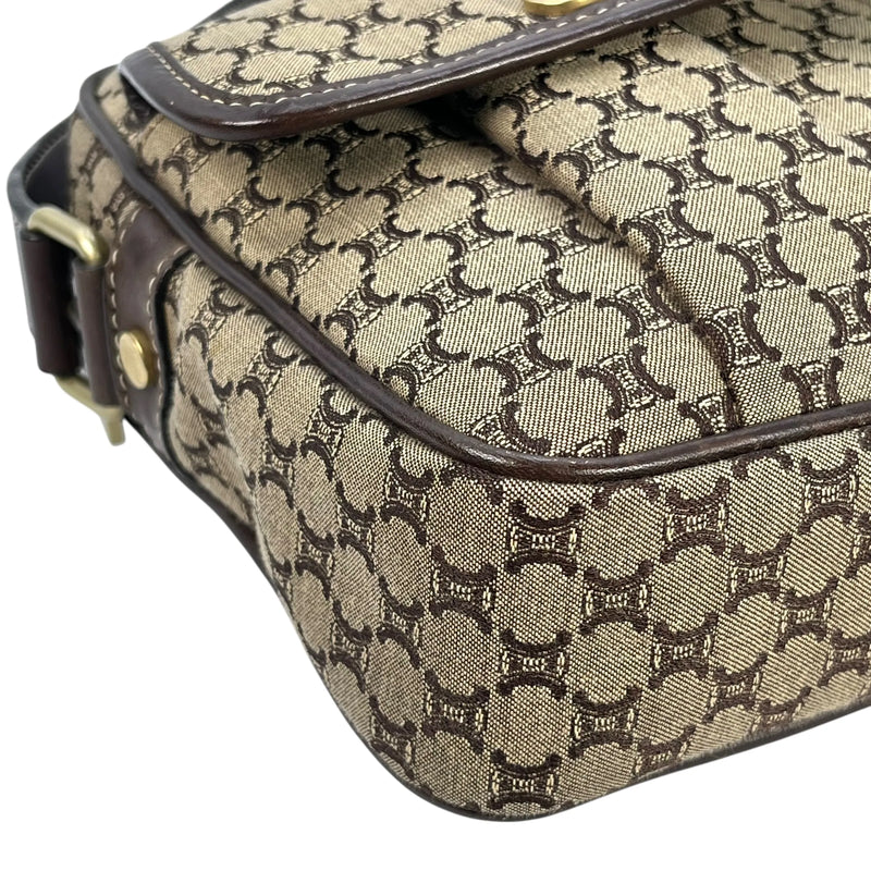Celine Canvas Macadam Shoulder Bag - Brown