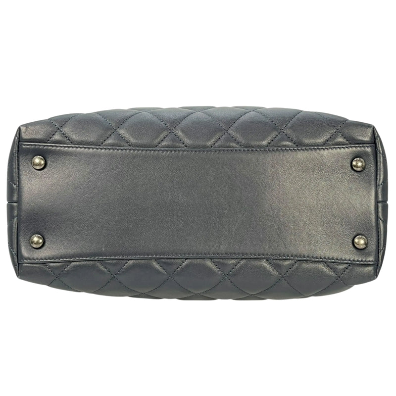 CHANEL Matelasse Tweed and Quilted Aged Calfskin Medium Hand Bag Chain Shoulder Bag - Navy
