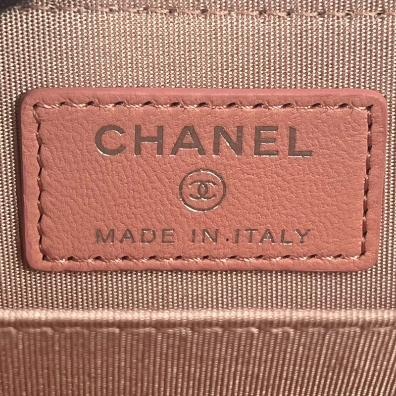 CHANEL Camellia Embossed Coin Case - Pink
