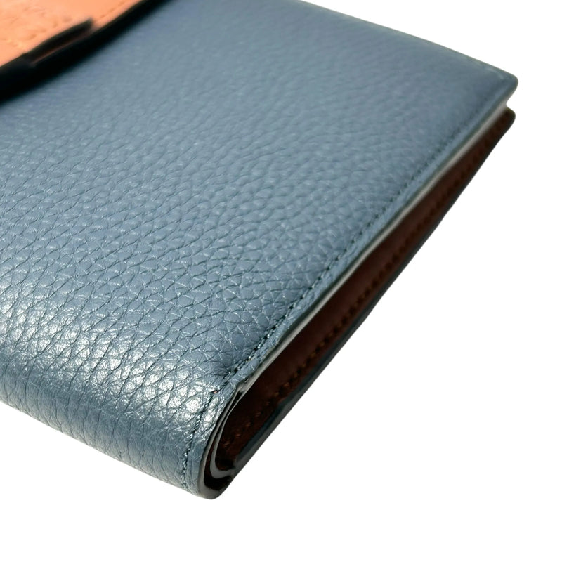 Loewe Vertical Small Wallet Calfskin Compact Wallet - Navy 