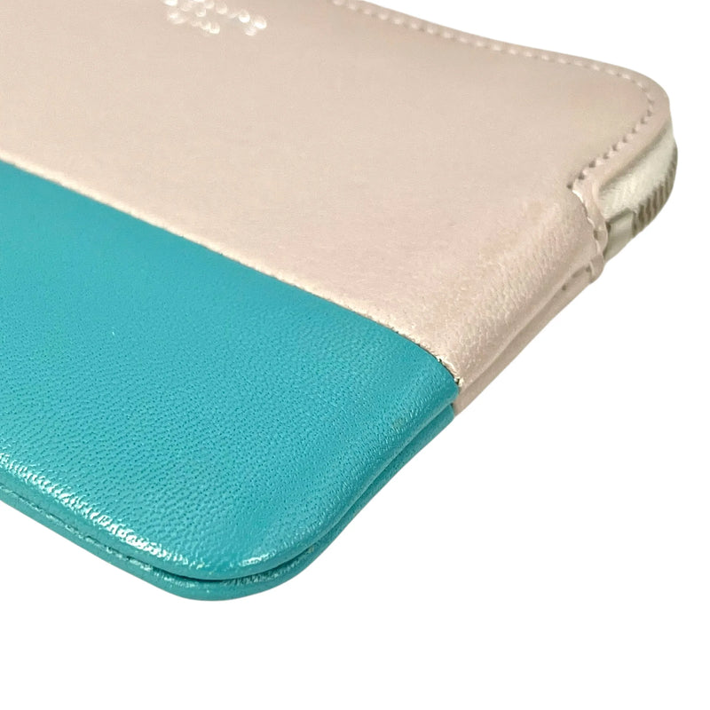 CELINE Two-Tone Key Ring Coin Case - Gray and Blue 