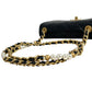CHANEL Matelasse Lambskin Pearl Chain Shoulder Bag - Black