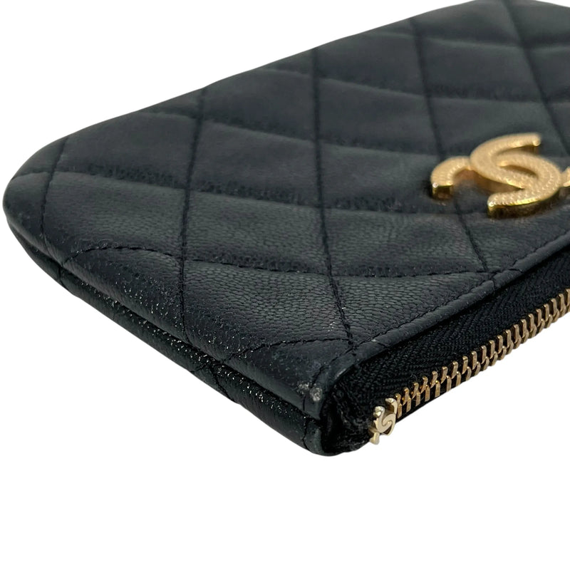 CHANEL Caviar Leather Classic Zip Coin Case - Black 