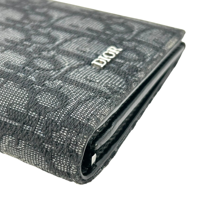 Christian Dior Oblique Jacquard Vertical Long Wallet - Black 