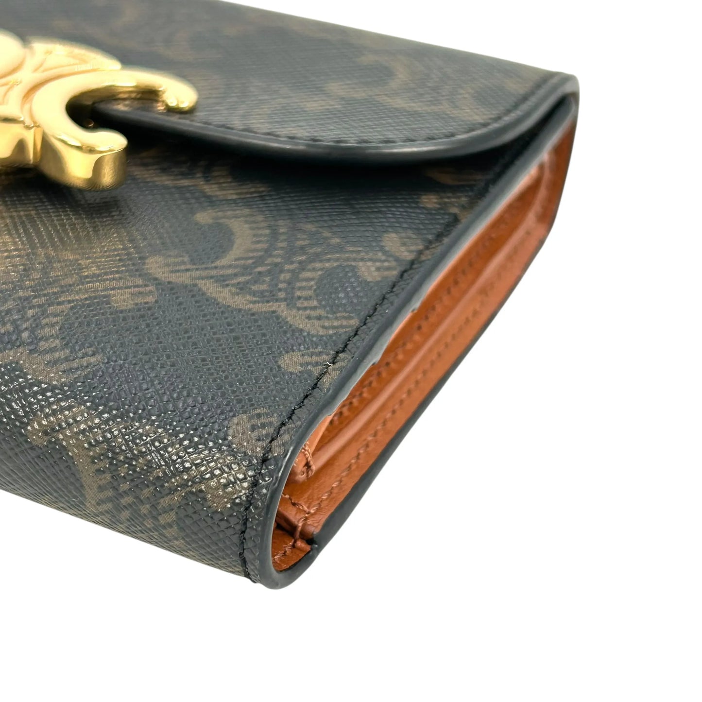 CELINE Triomphe Canvas Small Flap Compact Wallet - Dark Brown 