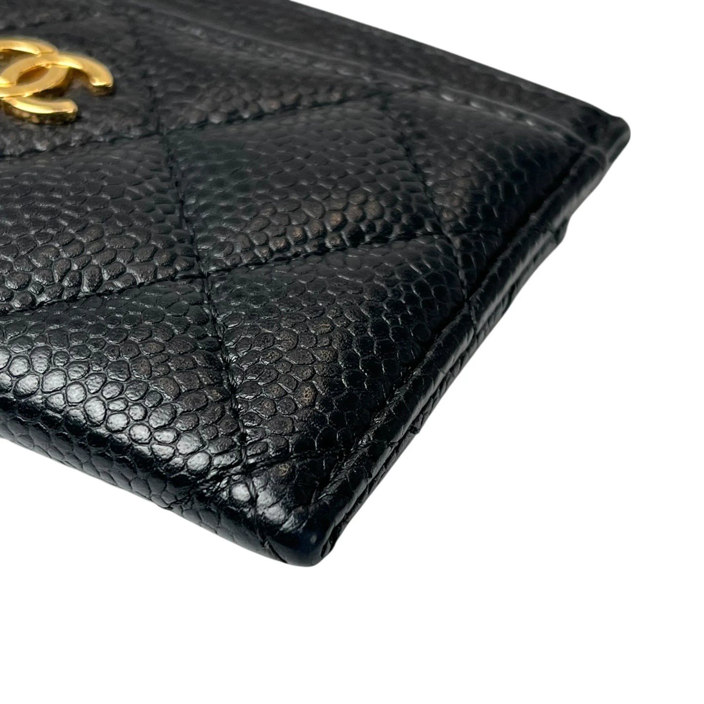 CHANEL Matelasse Caviar Leather Card Case - Black 