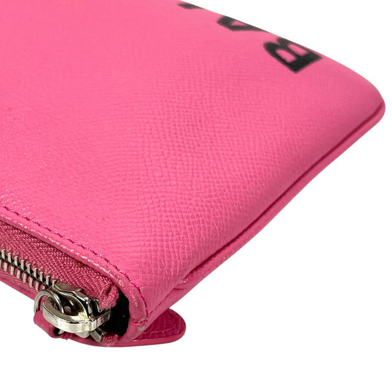 BALENCIAGA Ville Logo Leather Pouch Clutch Bag - Pink