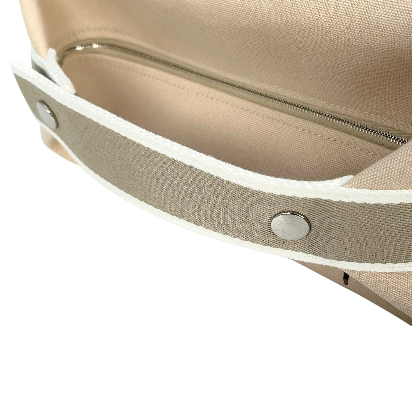 HERMES Bridesmaid Black GM Cotton Canvas Pouch - Beige