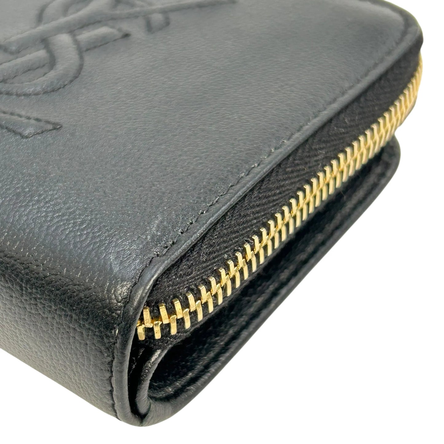 SAINT LAURENT カサンドラ ラウンドジップ レザー コンパクトウォレット - ブラック