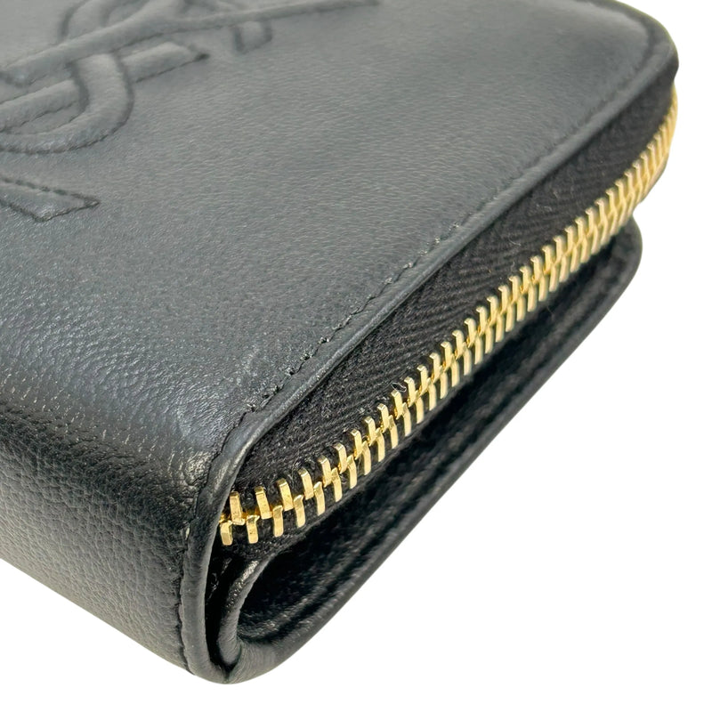 SAINT LAURENT カサンドラ ラウンドジップ レザー コンパクトウォレット - ブラック