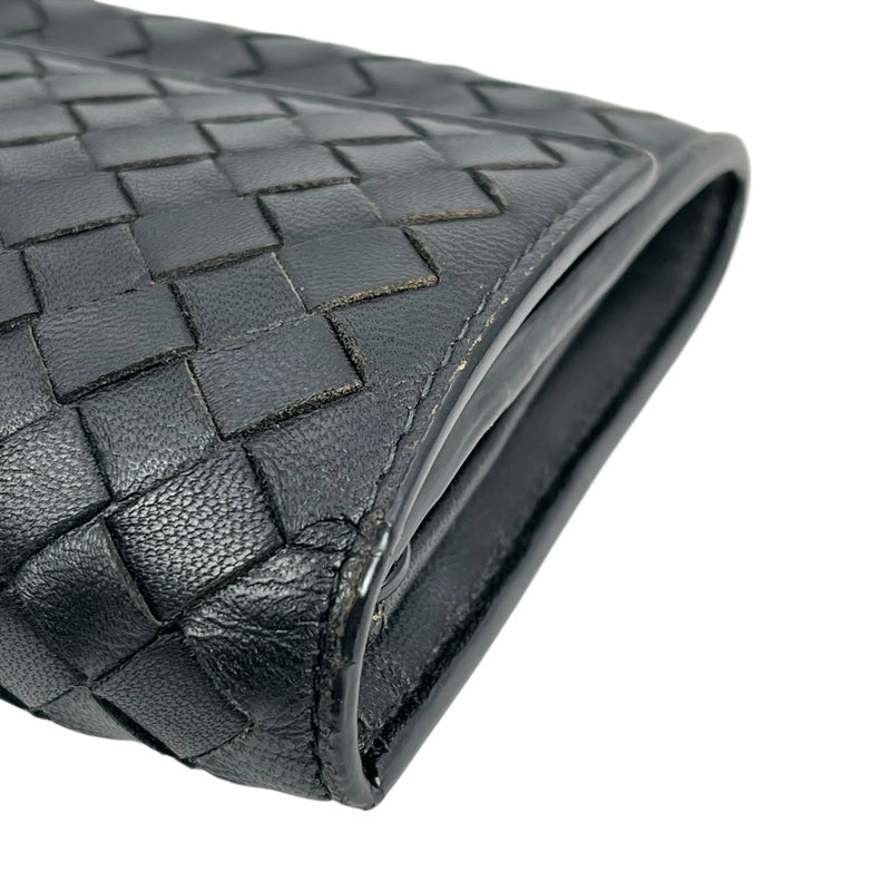 BOTTEGA VENETA Intrecciato Leather Long Wallet - Black 