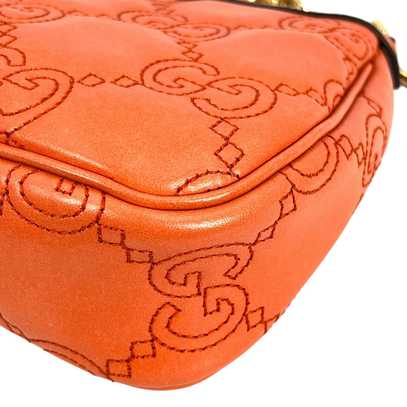 GUCCI GG Matelasse Small Shoulder Bag/Handbag - Orange 