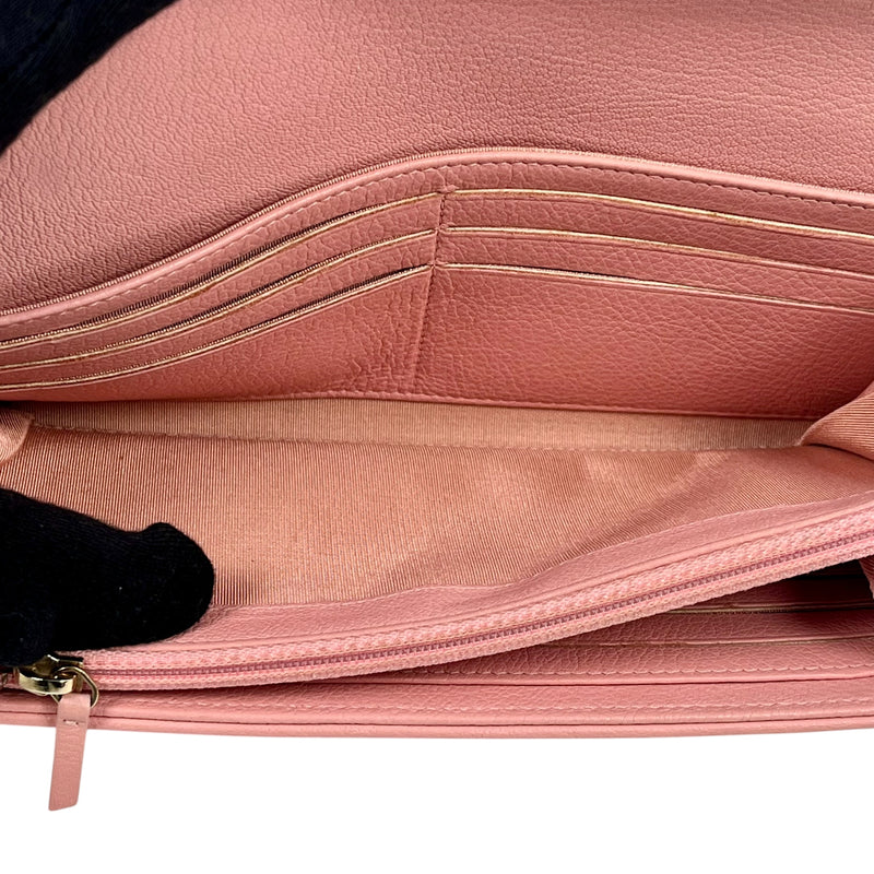 CHANEL Caviar Skin Bi-Fold Long Wallet - Pink