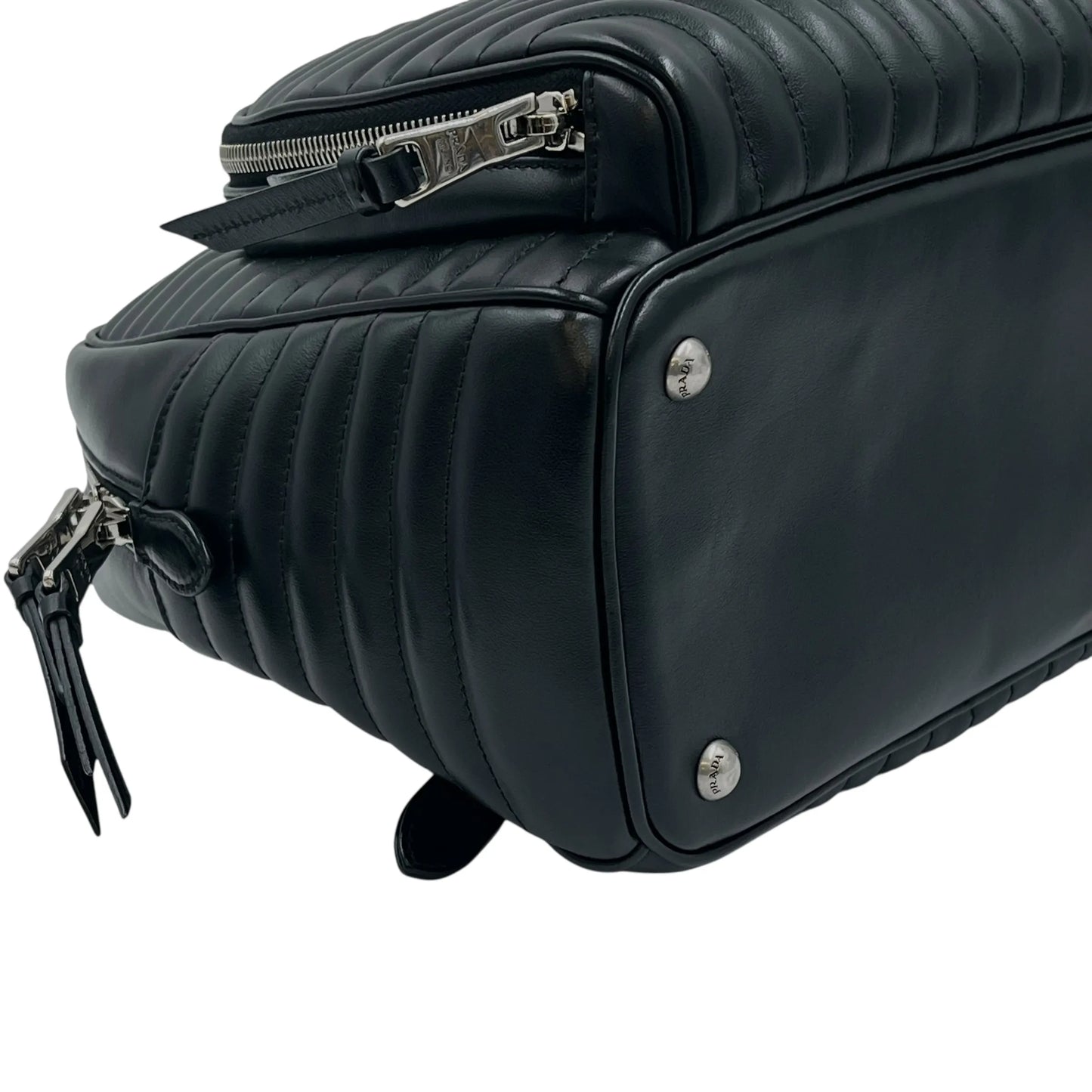 PRADA Diagramme Leather Backpack - Black