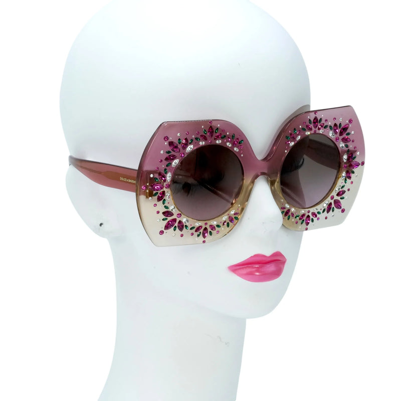 DOLCE＆GABBANA Rhinestone Sunglasses - Pink - 33982
