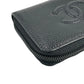 CHANEL CC Logo Caviarskin Zippy Card Case - Black