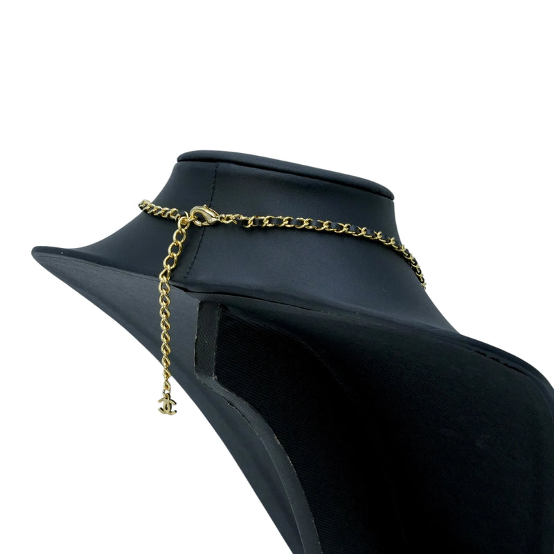 CHANEL Pearl Crystal Roller Skate Necklace - Gold Plated