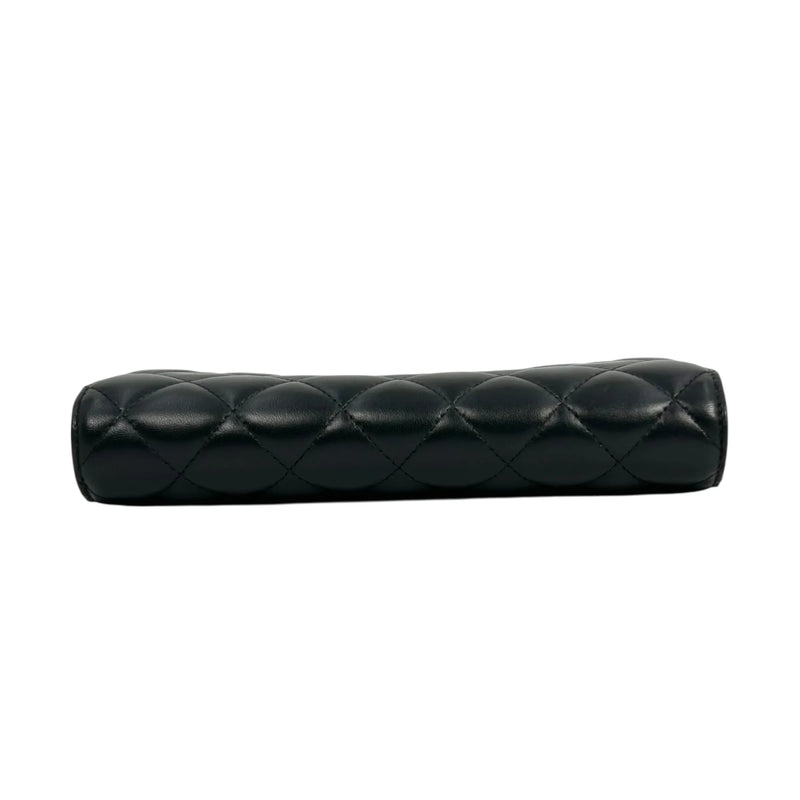 CHANEL CC Logo Lambskin Long Wallet - Black