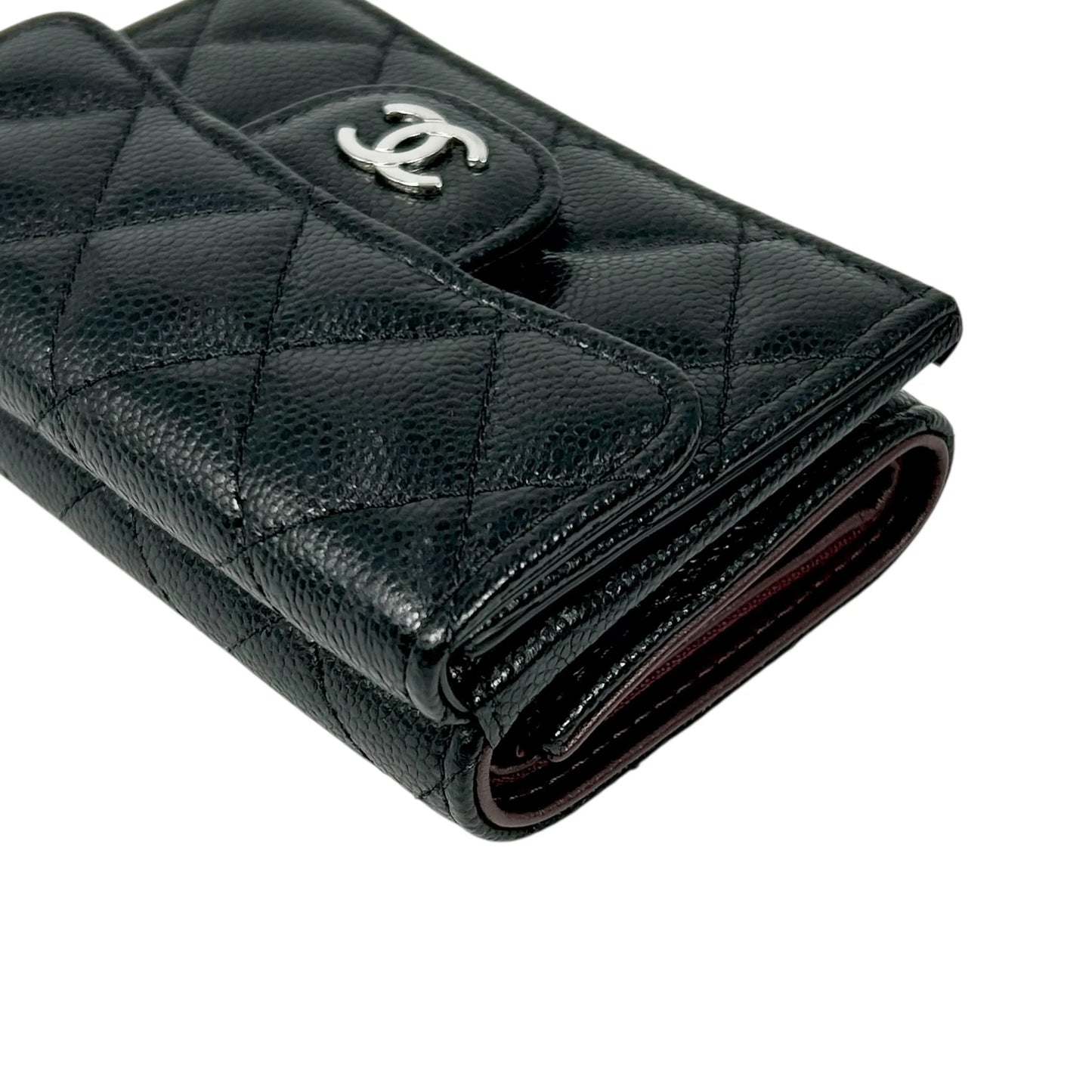 CHANEL Materasse Caviarskin Compact Wallet - Black - 35107