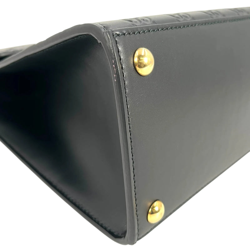 GUCCI Guccissima Padlock Top Handle Leather Hand Bag - Black