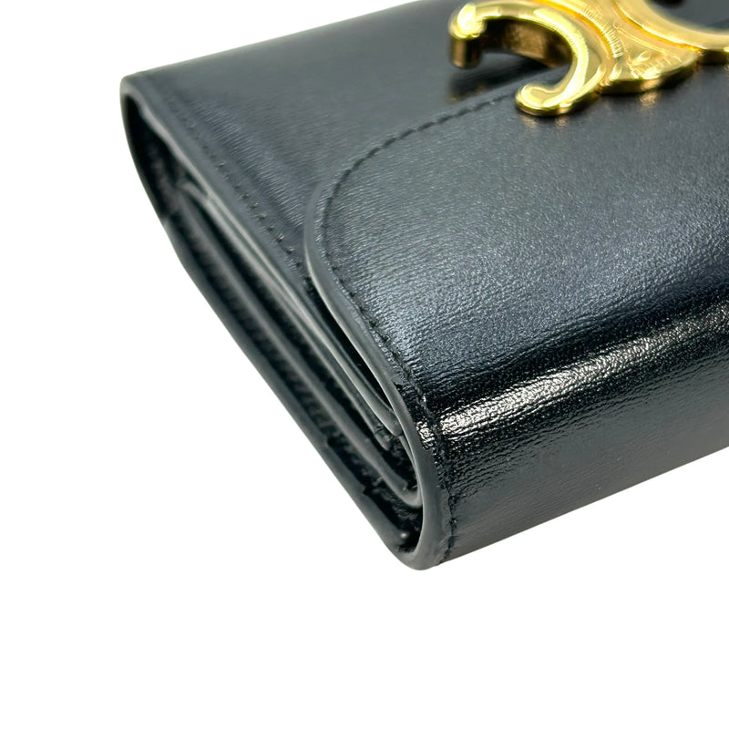 CELINE Triomphe Compact Wallet - Black