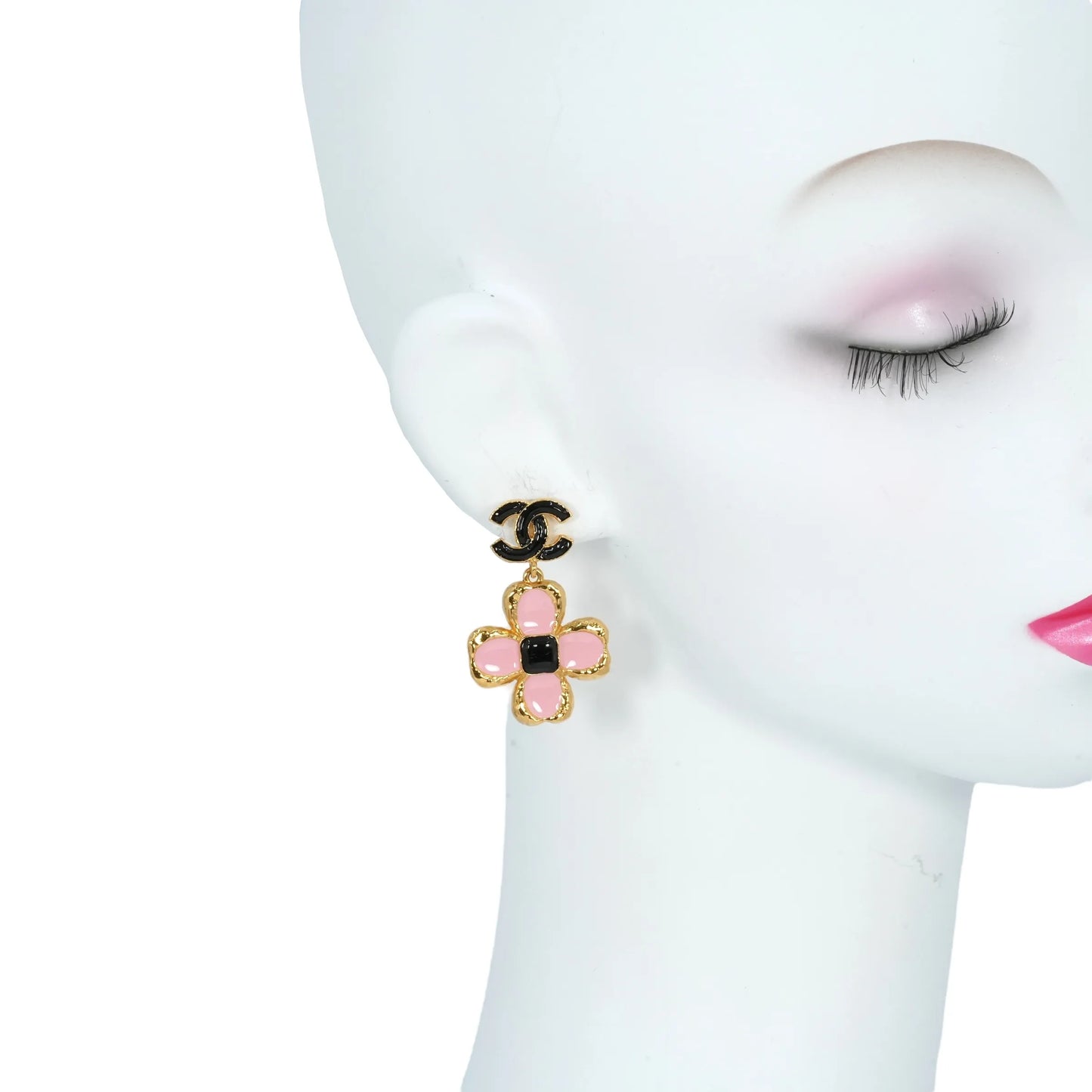 CHANEL Flower Motif Earring L23K - Black × Pink
