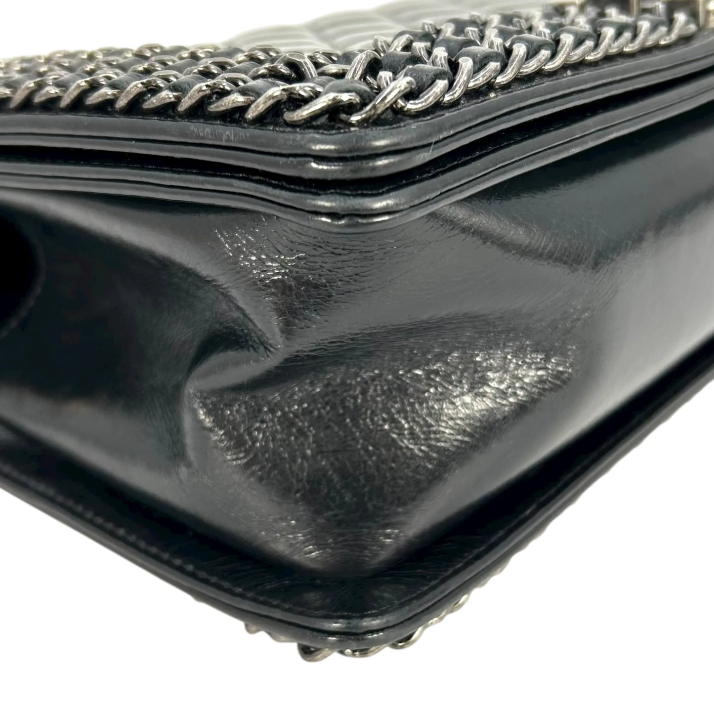 CHANEL Boy Chanel Leather Chain Shoulder Bag - Black