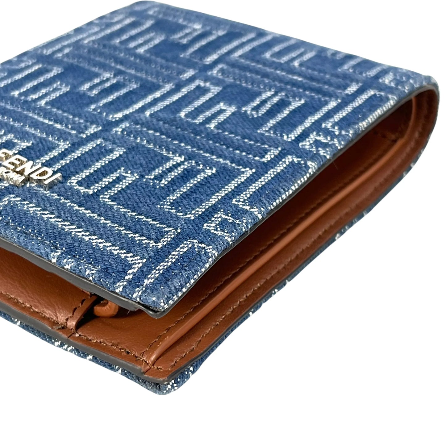 FENDI FF Denim Compact Wallet - Blue